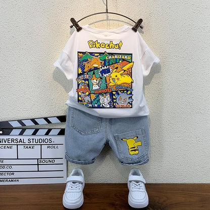 P Boys Summer Set 2024 New Fashionable and Fashionable Children's Clothing Summer Handsome Baby Summer Clothing Children's Short Sleeves