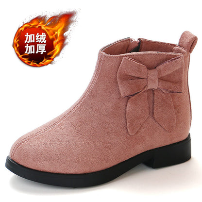 A children's short boots 2024 new autumn and winter girls' boots Korean version of medium and older children's boots princess low snow boots tide