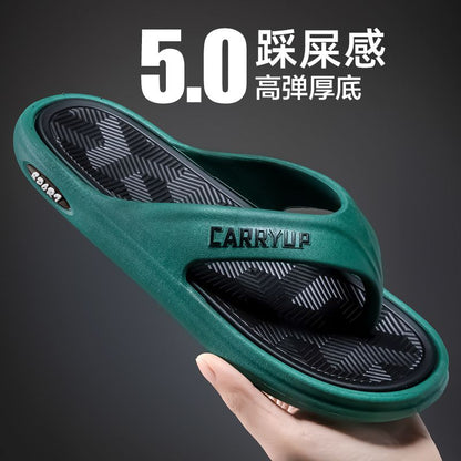 P [Cojín suave de doble capa] 2024 chanclas populares para hombres para usar al aire libre en verano, sandalias para el hogar antideslizantes y cómodas para hombres 