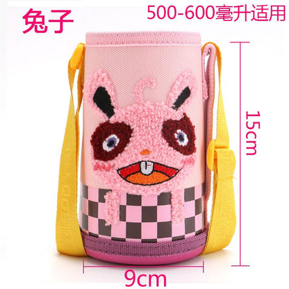 Funda para taza de agua para niños, portavasos, funda protectora con forma de oso, anticaídas universal, para llevar cruzada, correa para el hombro, funda para taza con aislamiento portátil de Disney 