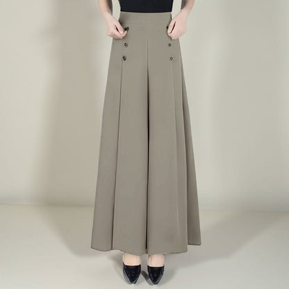 P wide-leg mother pants women's new summer large size loose and thin nine-point culottes casual pants casual elastic high waist