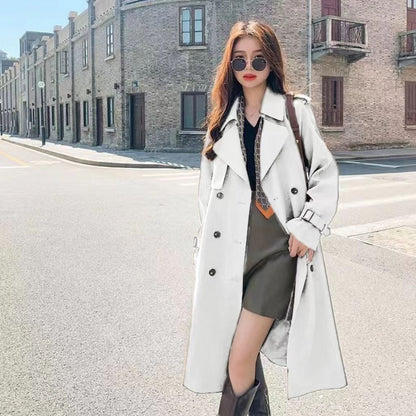 P French trench coat women's new spring and autumn waist drape foreign style medium and long popular high-end trench coat women