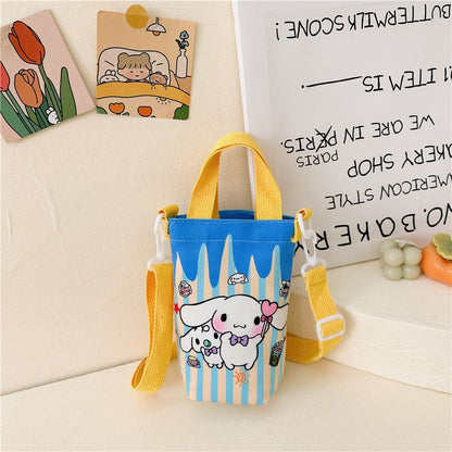 A Fashionable New Children's Bag Cute Girl Large Capacity Water Cup Canvas Bag High Beauty Baby One Shoulder Crossbody Bag