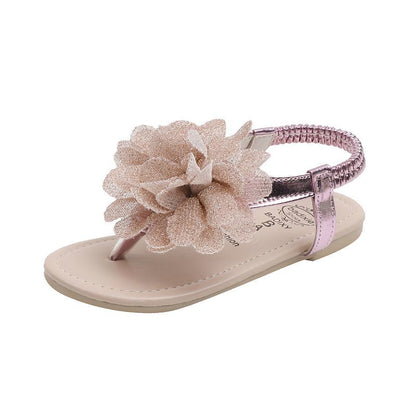 P 2023 new summer flowers pinch girls sandals children beach shoes tide slippers parent-child shoes.