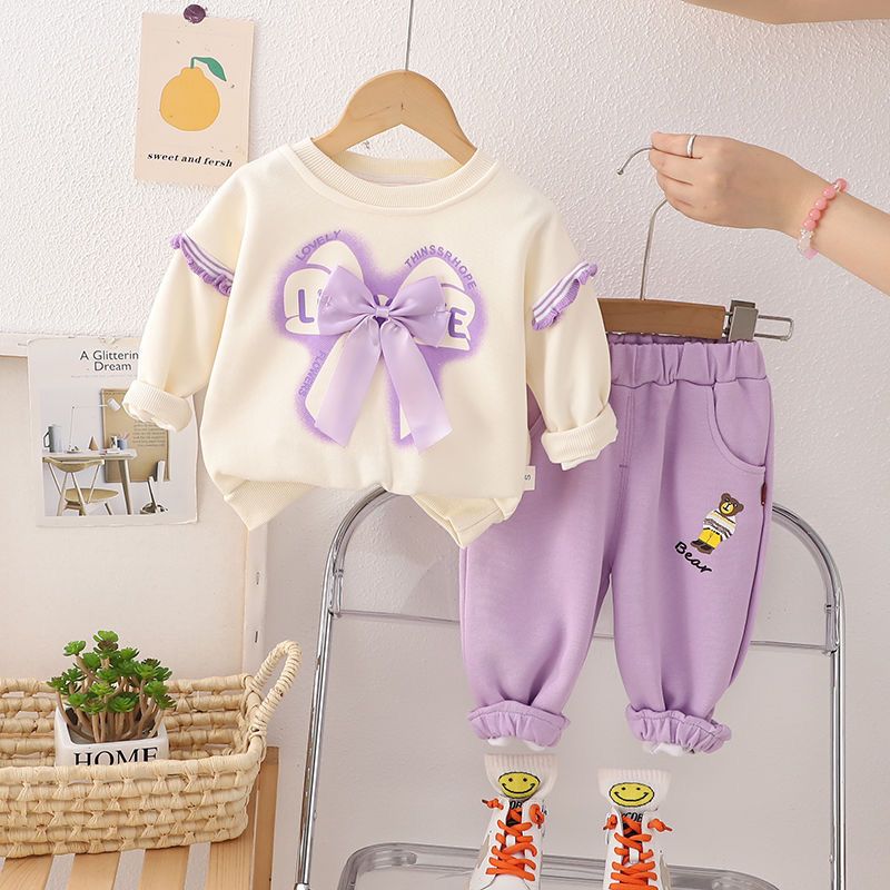 P baby spring suit, foreign style new girls' sports sweater, casual children's two-piece set, baby spring and autumn clothes