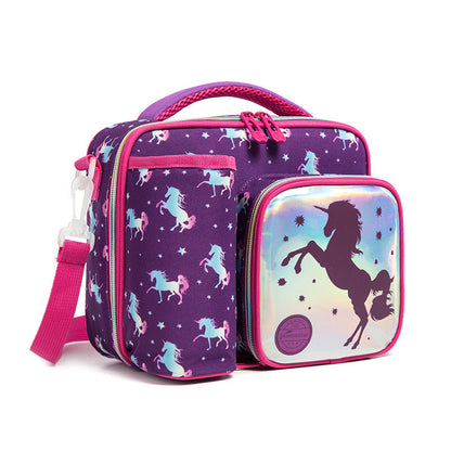 P new cartoon pupils special lunch box bag double insulation bag large capacity messenger bag light children&#039;s handbag.