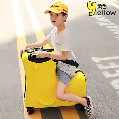 P New children's suitcase can sit in cycling suitcase 2024 inch men's and women's suitcase baby code gimbal trolley suitcase