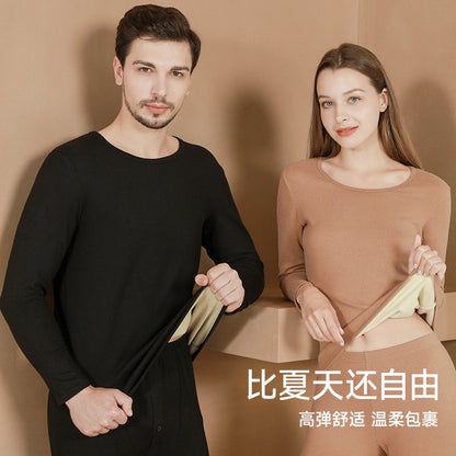 A wool silk German velvet men's thermal underwear suit women's thickened AB-sided long johns men's bottoming shirt women's autumn and winter