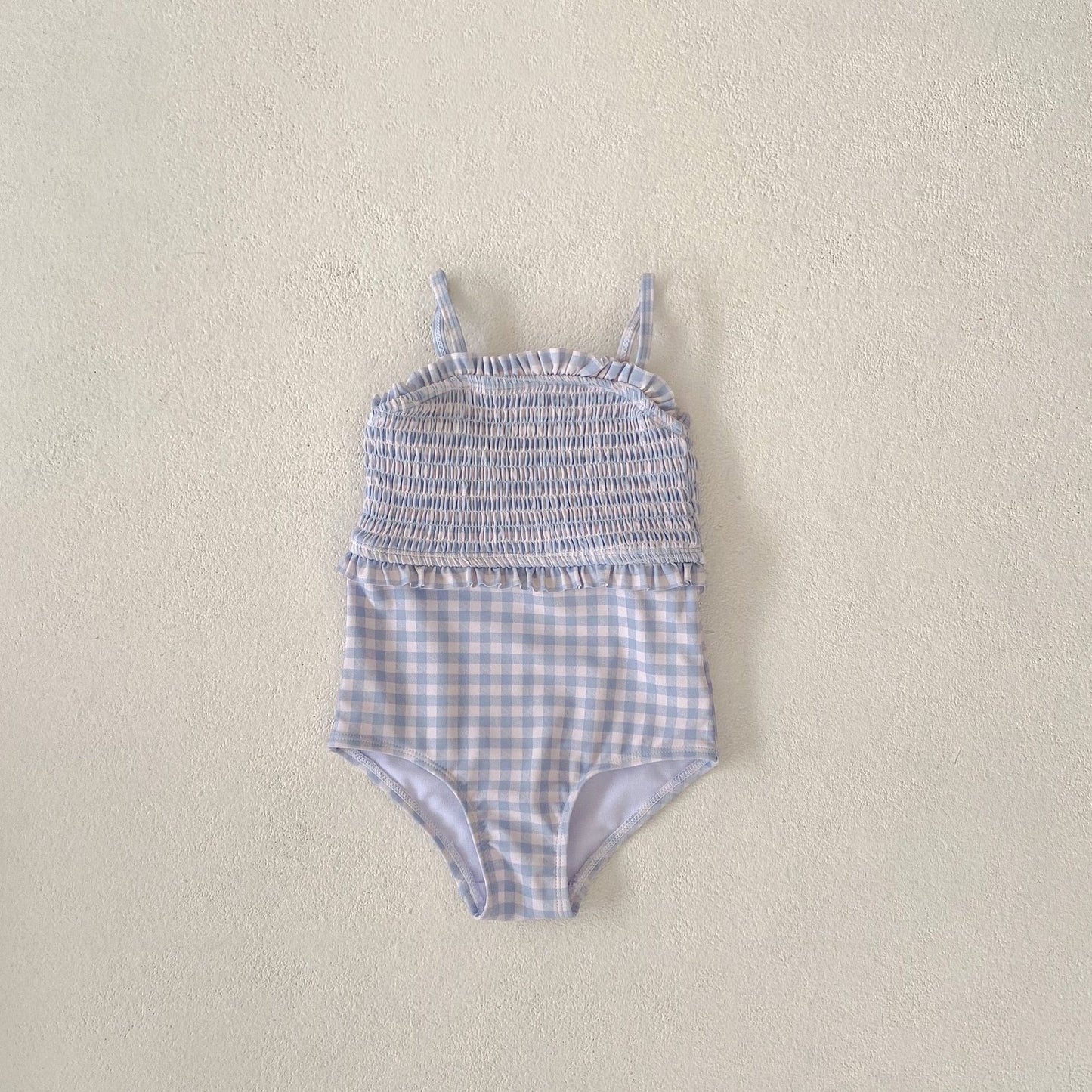 A Engel girl swimsuit One-year-old baby plaid strap swimsuit children summer dress summer beach jumpsuit