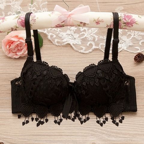 Conjunto de ropa interior y ropa interior para mujer, versión coreana, sujetador, sujetador pequeño, escuela secundaria, escuela secundaria, reunión, conjunto estilo japonés, con un soporte superior de 0,3 kg 