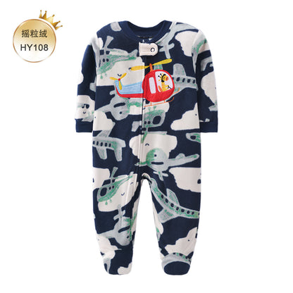 A newborn onesie newborn baby Romper baby fleece long-sleeved socks foot climbing clothes autumn and winter loungewear