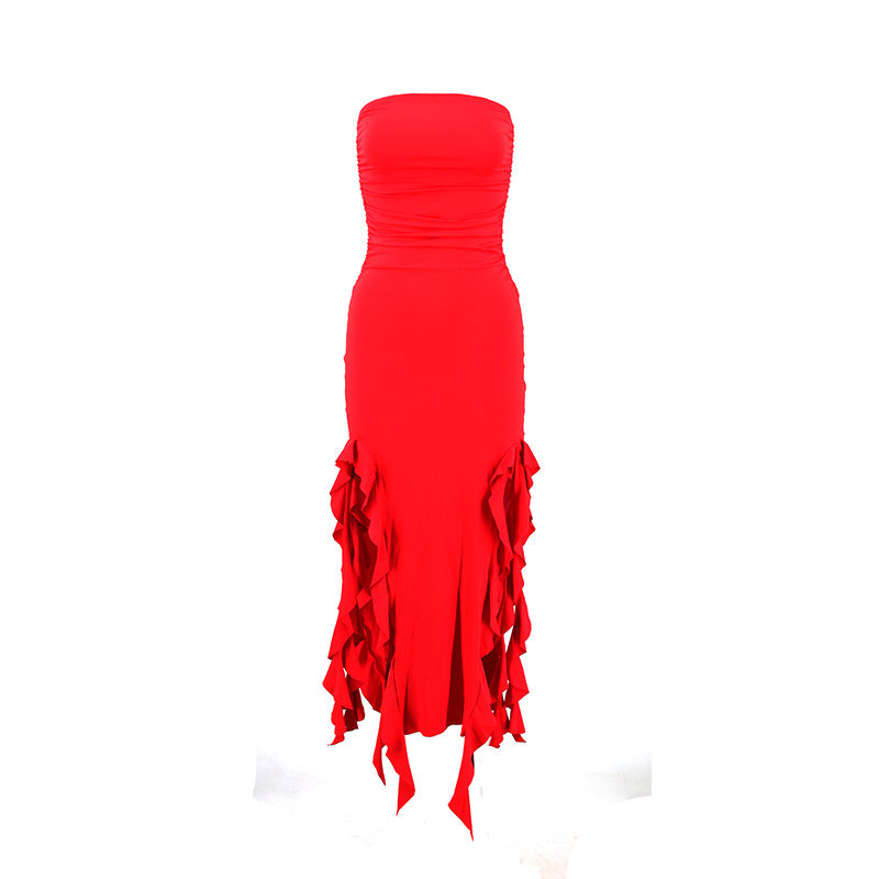 A 2024 European and American style summer new cross-border explosive one-word shoulder jellyfish lace dress sexy babes ur women's clothing