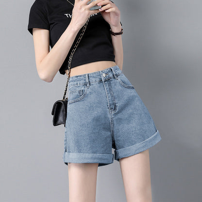 A 608 denim shorts women's summer 2024 new high waist thin loose a word small wide leg hot pants