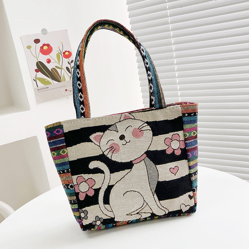 double sided embroidery printed bag