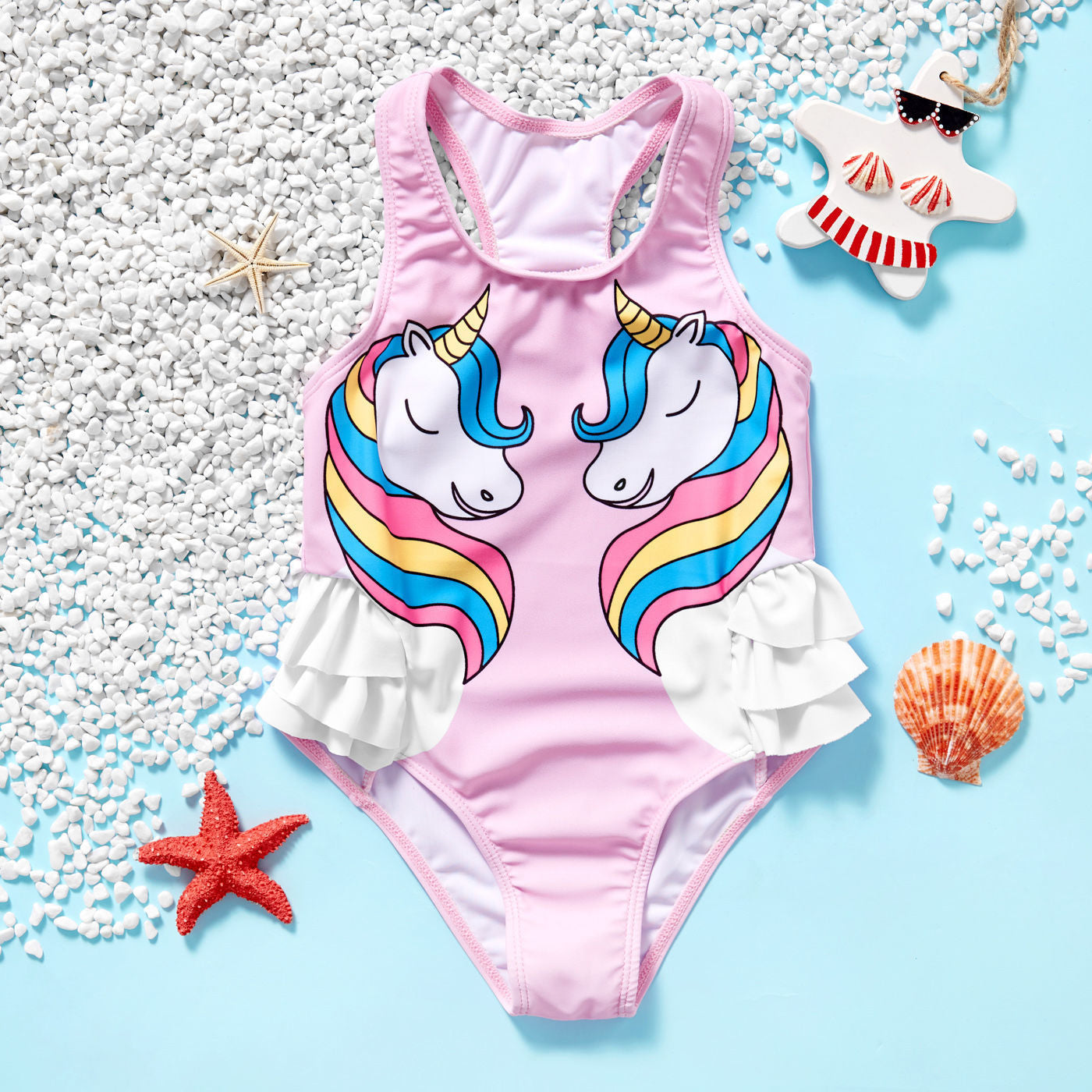 Un nuevo traje de baño de una pieza de gran venta transfronterizo europeo y americano, estampado de sandía, niña de dibujos animados dulce y linda, traje de baño para niños de 0,2 kg 