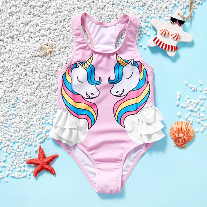 A Cross-border European and American new hot selling one-piece swimsuit, watermelon print, sweet and cute cartoon girl, children's swimsuit 0.2kg