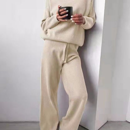 A Cross-border casual fashion suit women's autumn and winter cross-border Amazon European and American turtleneck solid color sweater knitted pants women