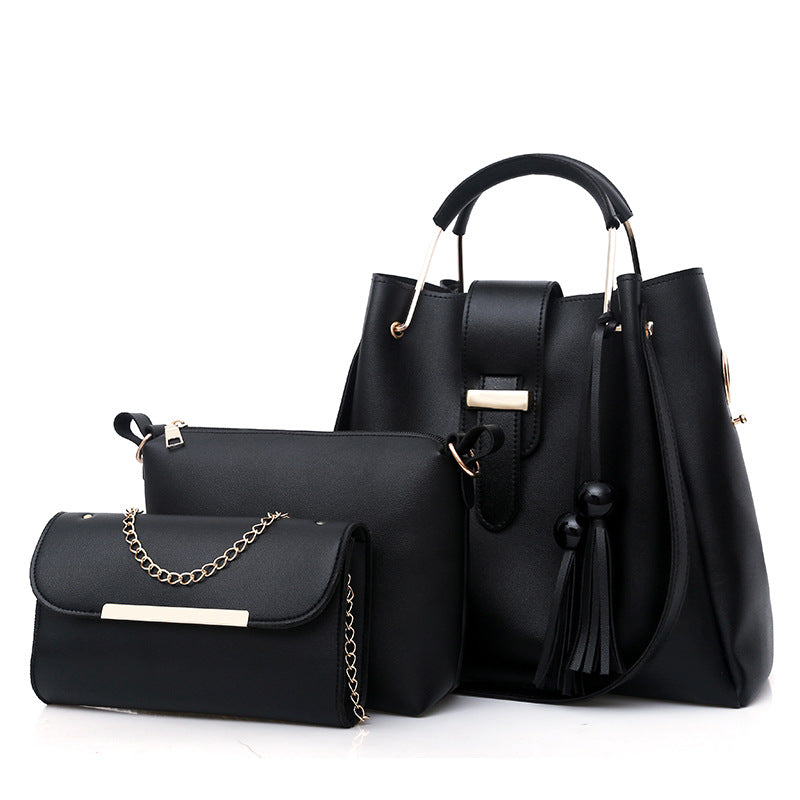 A Cross border Foreign Trade 2023 New Large Capacity Mother and Child Bag Korean Edition Fashion Three Piece Set Simple One Shoulder Crossbody Handbag