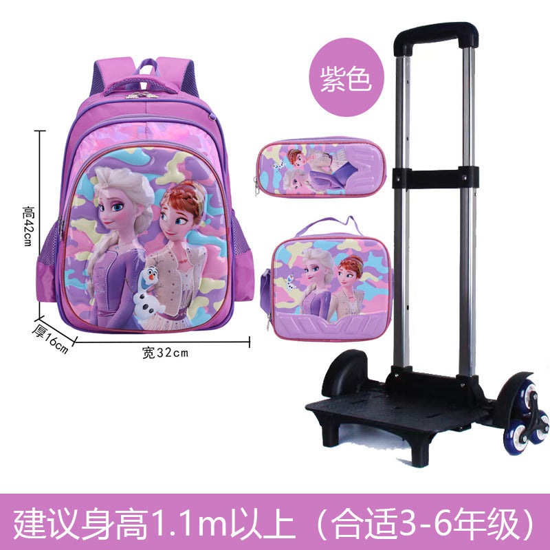 A Factory spot new foreign single three-piece backpack boys, girls, primary school students, children's trolley schoolbags, large capacity