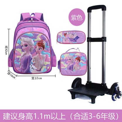 A Factory spot new foreign single three-piece backpack boys, girls, primary school students, children's trolley schoolbags, large capacity