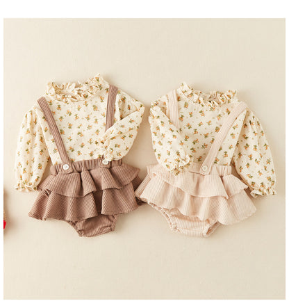 Baby suit tops and pants two-piece set baby autumn clothes newborn foreign cute outing clothes 0.4kg