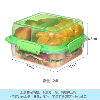 Una caja de sándwich portátil de Sistema importada de Nueva Zelanda, caja de pan para el desayuno, caja de fruta, caja de ensalada bento 