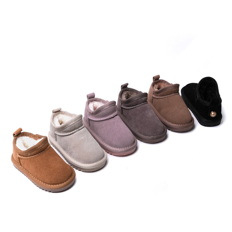 A Korean version of students, children's low-top snow boots, winter new men's and women's middle-aged and older children's thickened cotton shoes