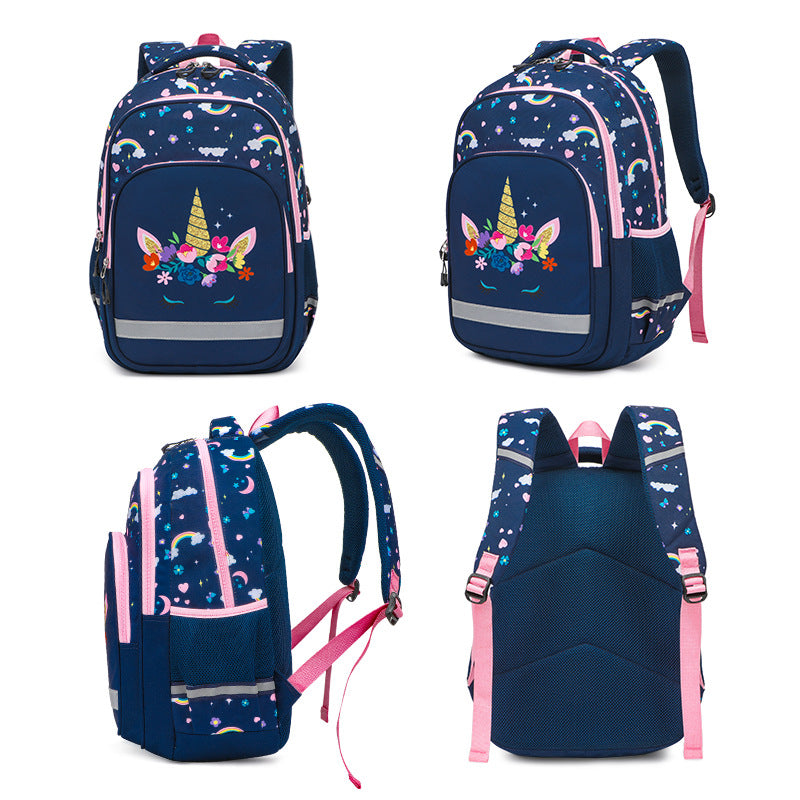 Mochila para niños con nuevo estilo de Amazon, con estampado para estudiantes de escuela primaria, mochila escolar de tres piezas con reducción de carga, venta al por mayor 