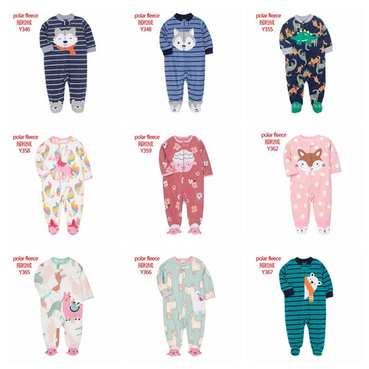 A factory direct sales fleece foot climbing clothes long-sleeved onesies baby going out clothes baby clothes pajamas export