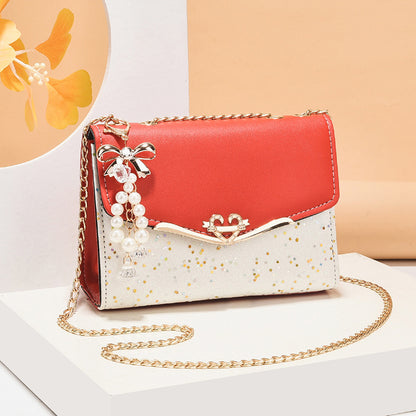 Chain crossbody bag for women, shoulder bag with sequins