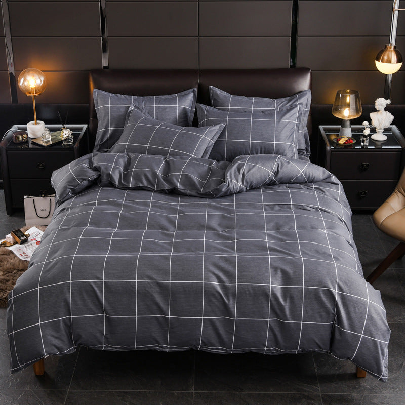 A Amazon simple unprinted style plaid strip duvet cover good bedding three or four piece set spot wholesale