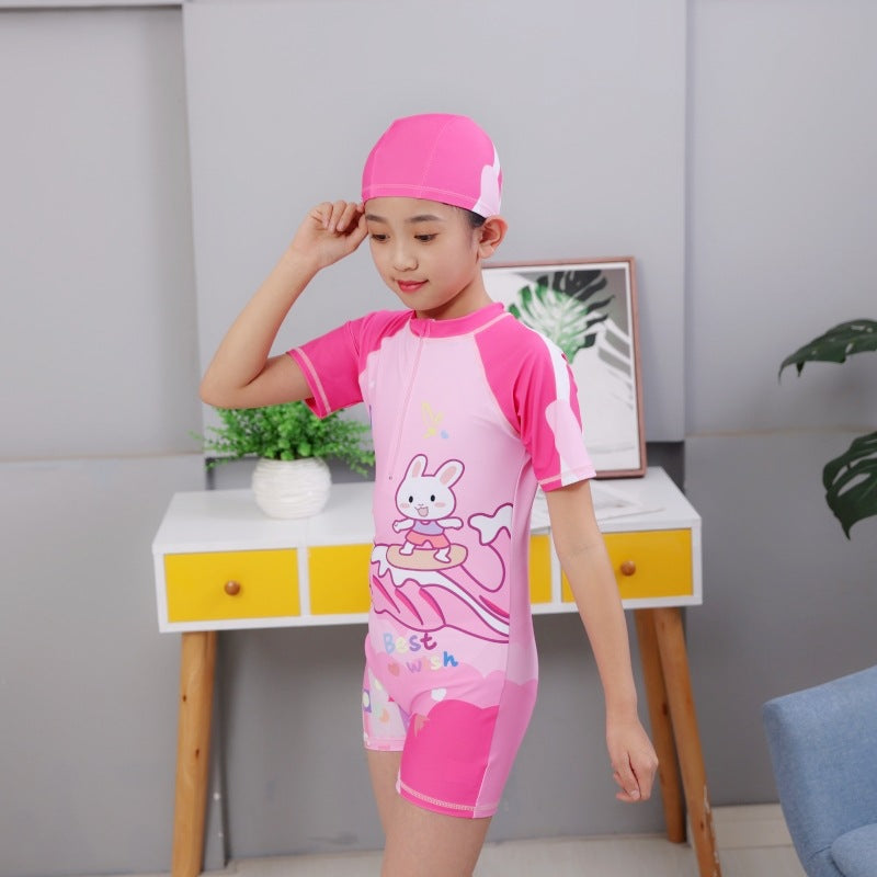 Traje de baño para niña nuevo, linda princesa de una pieza, niña, traje de baño para niña, versión coreana, traje de surf para niños, venta al por mayor de moda 0,18 kg 