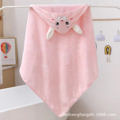 Capa bordada para niños, toalla de baño de dibujos animados, toalla de baño absorbente para bebé, linda toalla de baño de 0,32 kg 