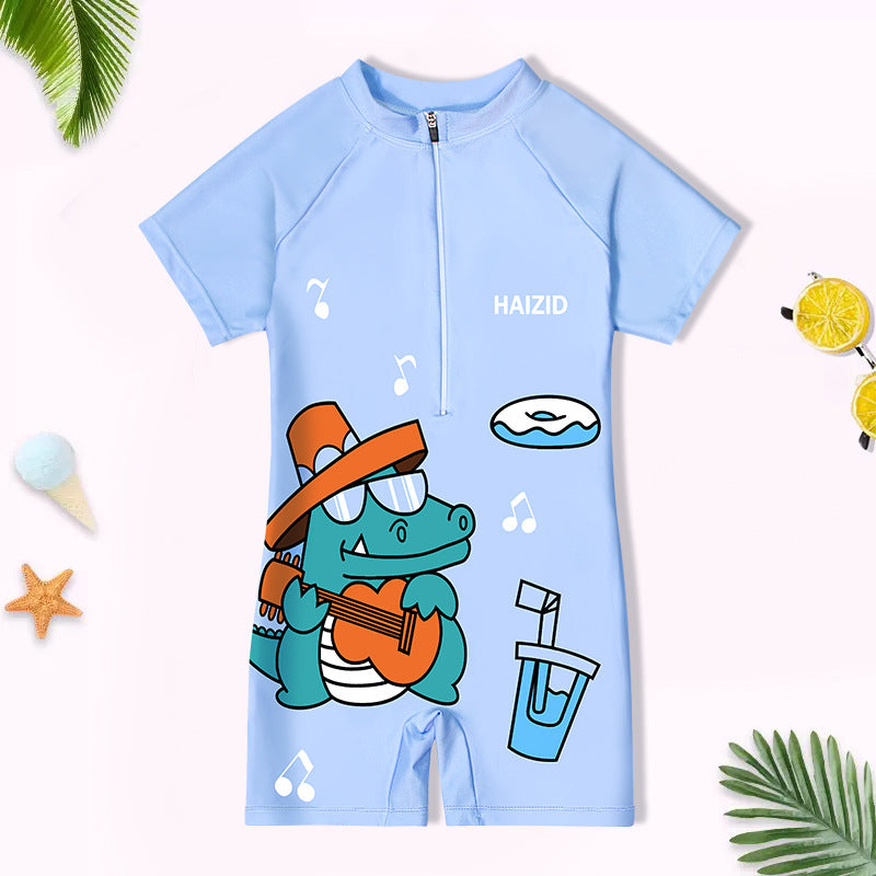 Traje de baño nuevo para niños, lindo mono de manga corta con estampado de dibujos animados de sirena, venta al por mayor de fábrica, 0,15 KG 