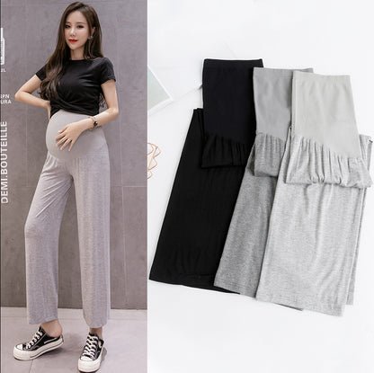 Pantalones de maternidad de moda para uso exterior, para embarazo, talla grande, con soporte para las piernas, leggings de verano para primavera y verano, finos 