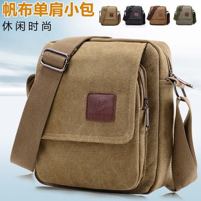 A men's bag messenger bag premium canvas bag business commuter retro small square bag casual fashion men's shoulder bag