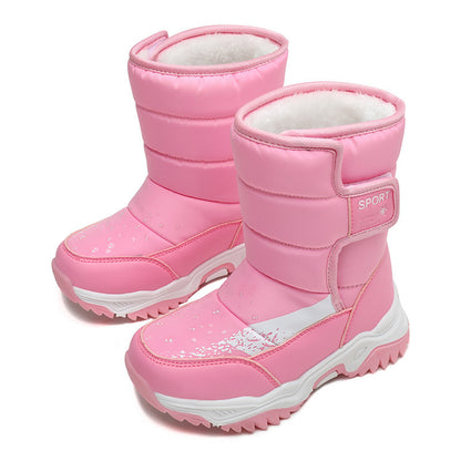 Botas de terciopelo para niñas, botas altas de invierno para niñas, gruesas, para nieve, para niños pequeños, medianos y grandes, botas de algodón, botas de nieve nuevas 