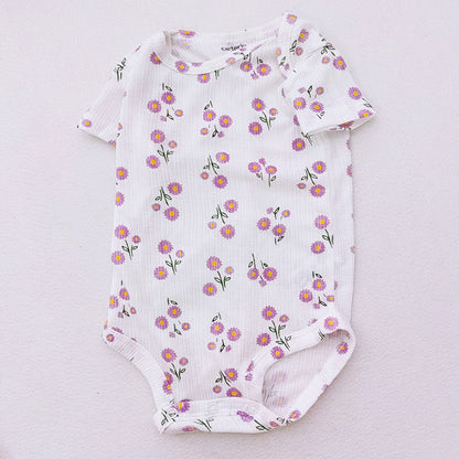 Mono de verano ultrafino para bebés, transpirable, con diseño de triángulos florales, con estampado de jacquard, ahuecado, ropa infantil de comercio exterior 