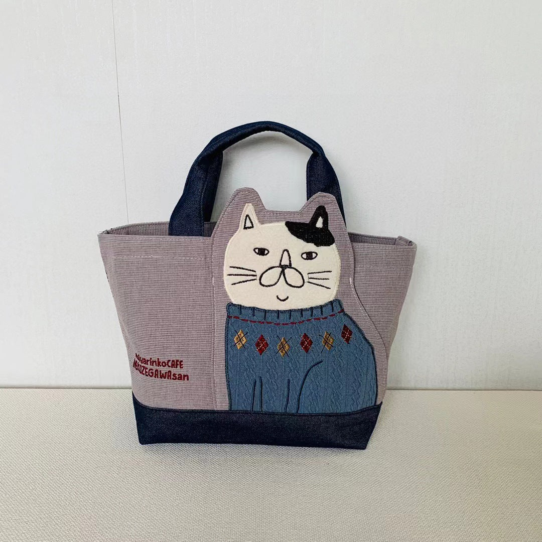 Bolso de mano con forma de gato, bolso tipo lonchera, bolso de compras 