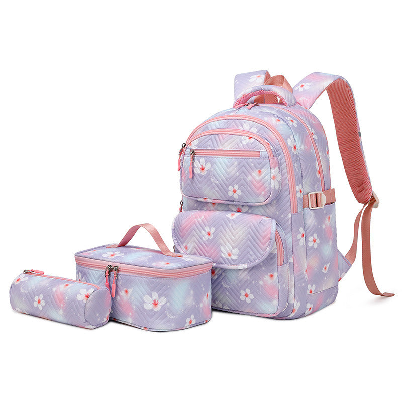 Un nuevo conjunto de tres piezas con estampado de Amazon, mochila transparente y dulce para estudiantes, conjunto de tres piezas con mochila de moda 