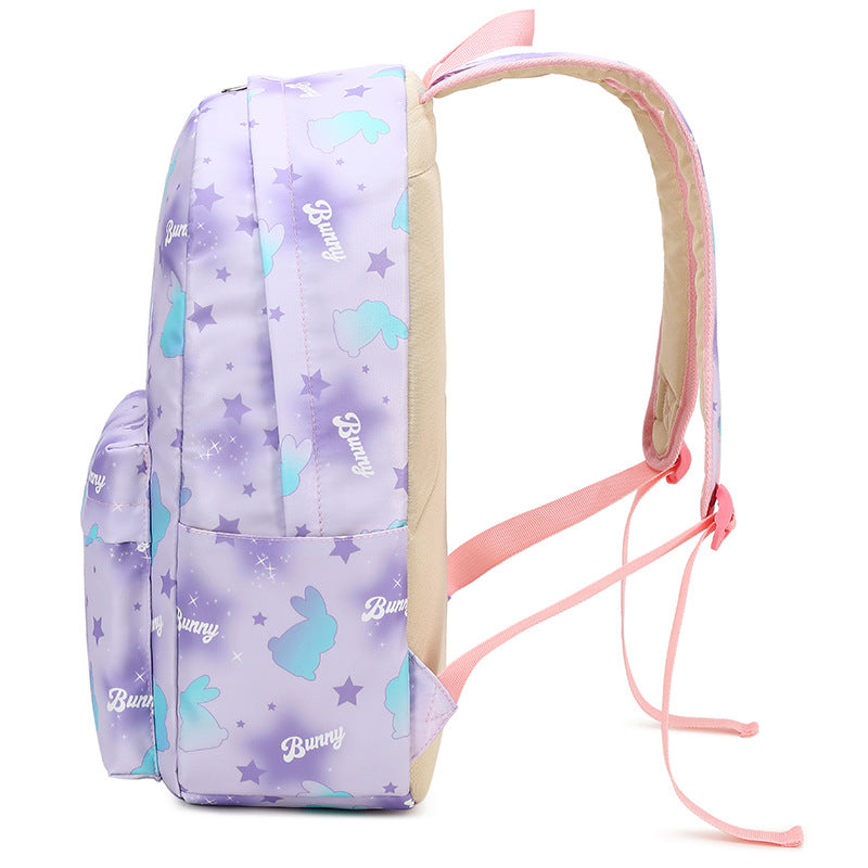 A children's printed backpack, cartoon backpack for elementary and middle school students, rice bag, two-piece set, waterproof girl's backpack