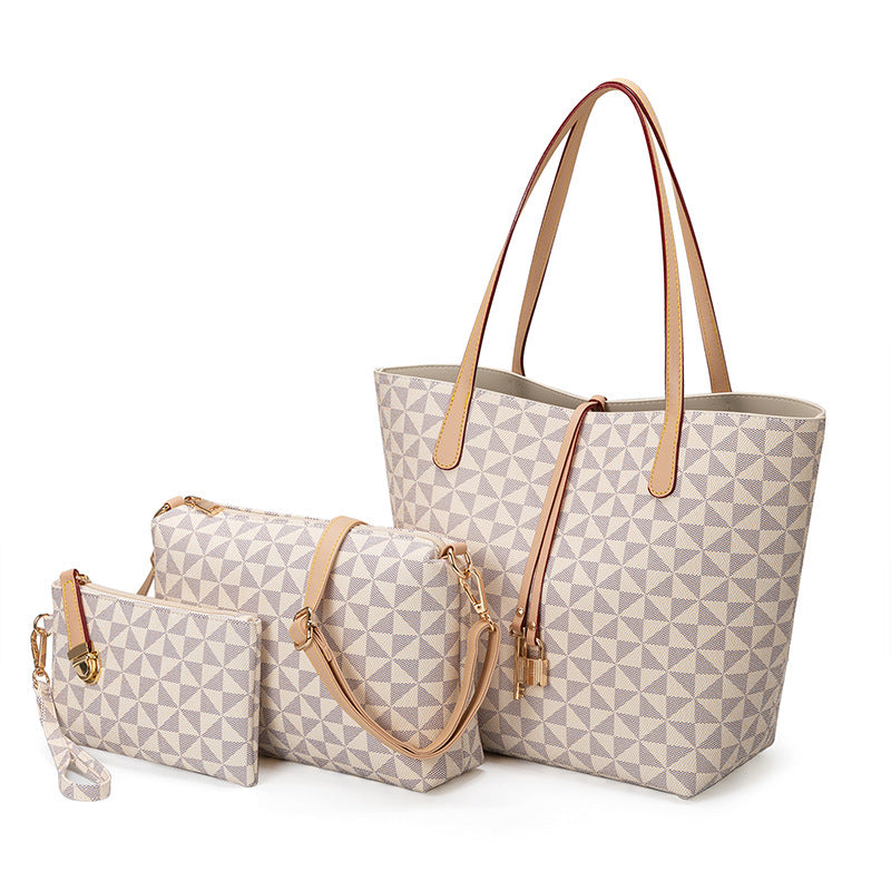 A Women's Bag Set, Handbag, Three-Piece Set, Mother and Son Bag, New Large-capacity Printed Handbag, Three-in-One Combination Shoulder