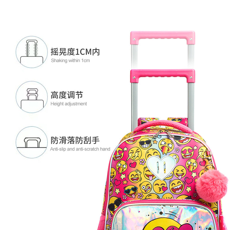 A Cross border New Fantasy Cartoon 16 inch Elementary School Universal Rod School Bag Three Piece Set with Reduced Load and Breathable Children's Book Bag