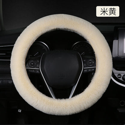 Winter short plush handlebar cover imitation rabbit fur gear lever handbrake three-piece set plush car steering wheel cover (moq:10 set , if  buy one piece need 1usd extra fee )