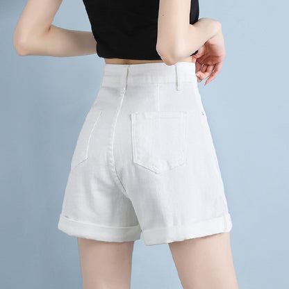 A 608 denim shorts women's summer 2024 new high waist thin loose a word small wide leg hot pants