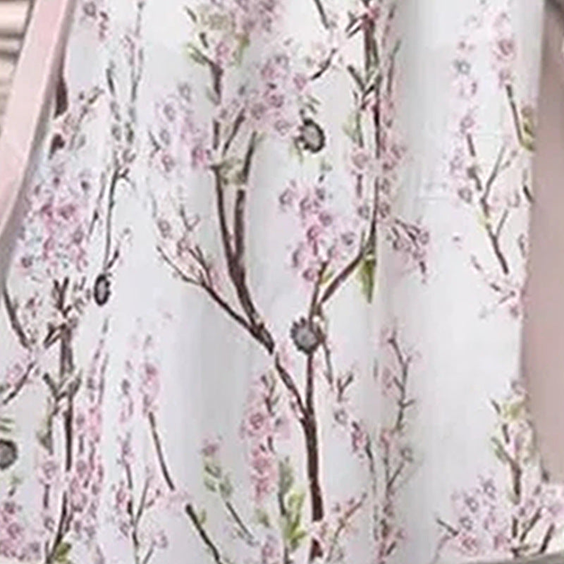 White temperament commuting long skirt Summer printed chiffon mid-length skirt mid-waist dress