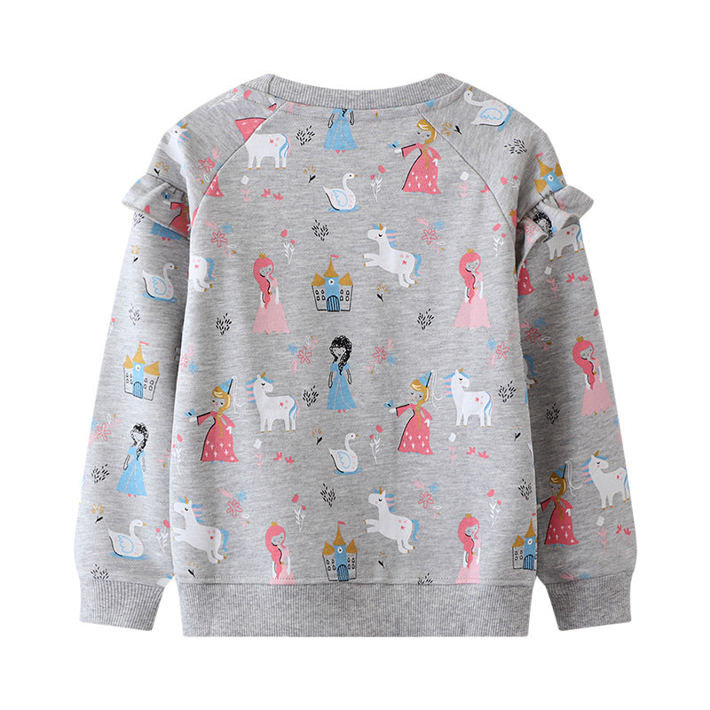 A Children's long-sleeved sweater T-shirt 2024 spring and autumn new baby girl long-sleeved top children's clothing wholesale one piece