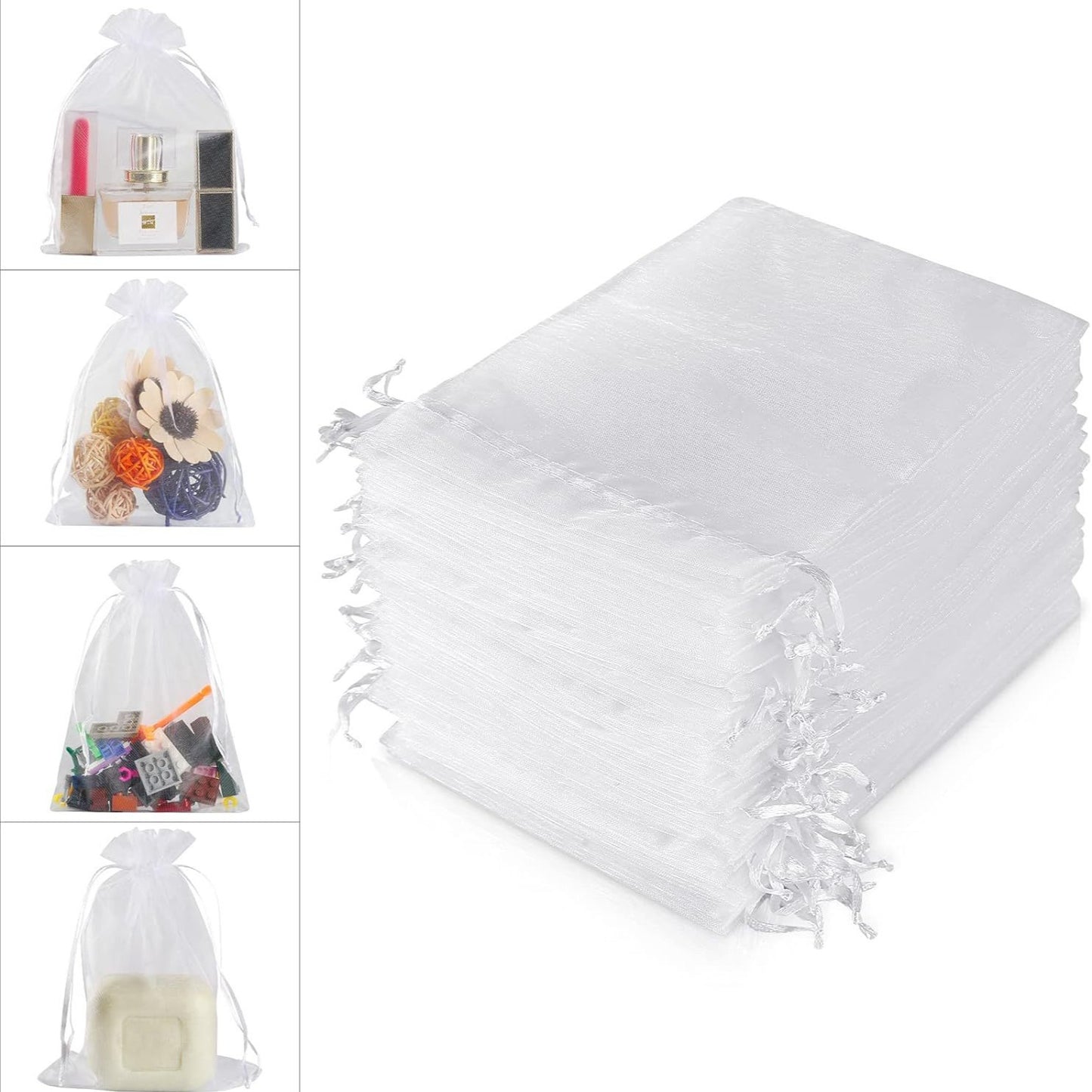 A White yarn bag wholesale jewelry yarn bag bundle mouth bag gift bag white organza mesh bag, happy candy bag MOQ: 500 PIECE