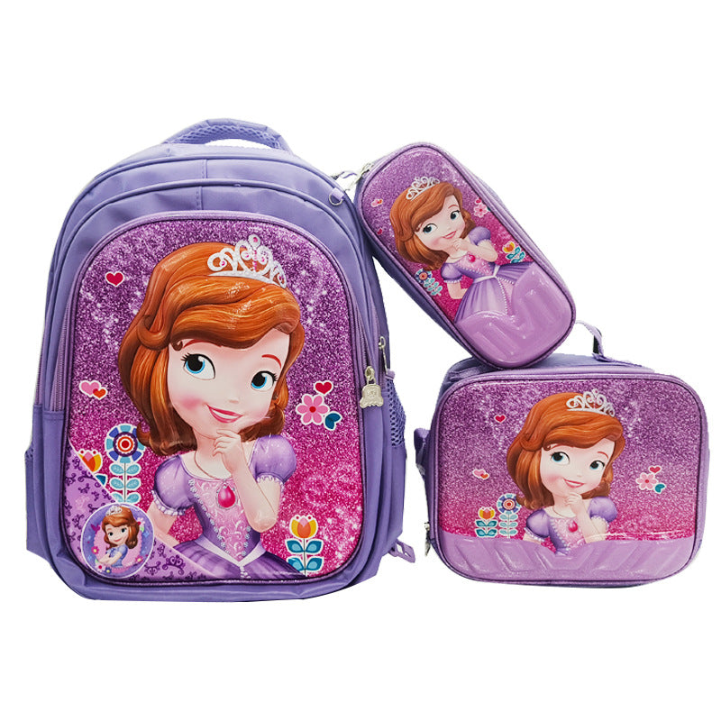 A Factory spot new foreign single three-piece backpack boys, girls, primary school students, children's trolley schoolbags, large capacity