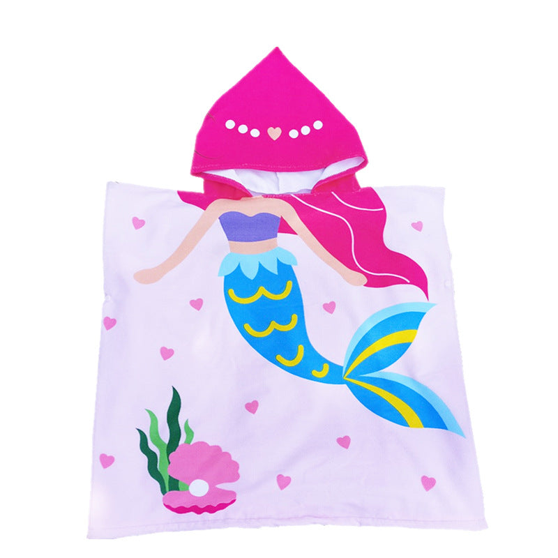 A  Mermaid enlarges the new wearable children's bath towel, cape, beach towel, poncho, bath suit, swimsuit, bathrobe, bath skirt 0.38kg